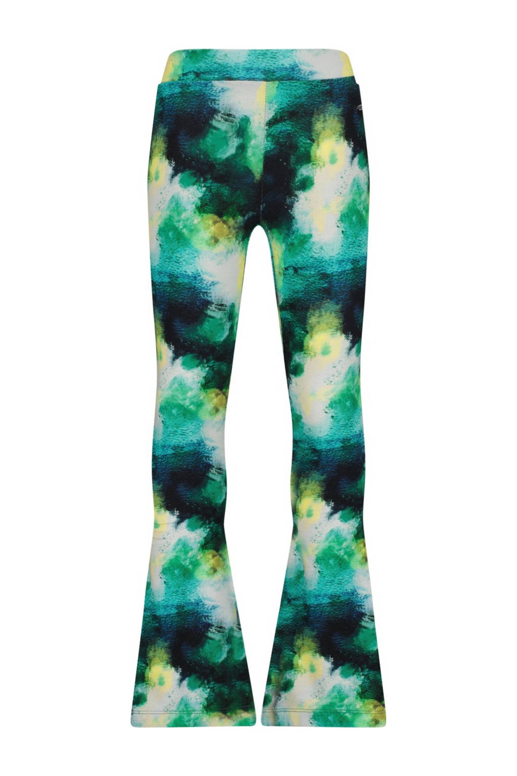 Raizzed flared broek Rae met all over print groen/zwart/wit