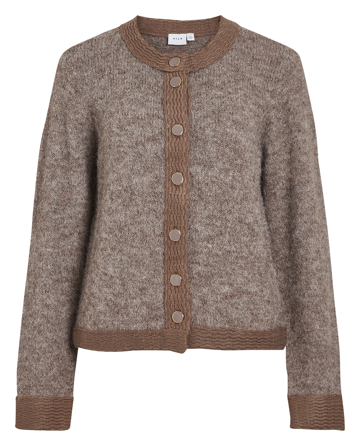 HARLINA - Gilet col rond| Marron