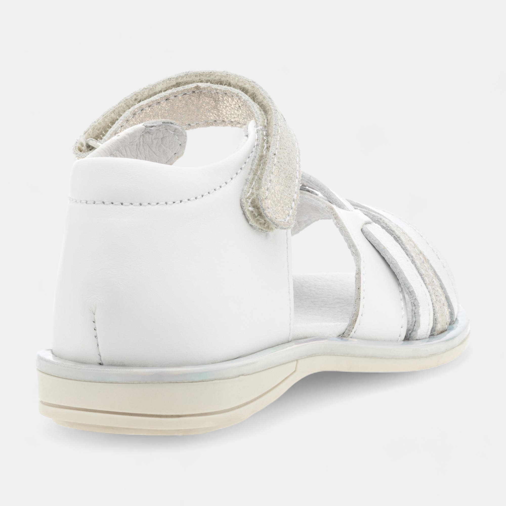 Nu-pieds Fille en cuir blanc