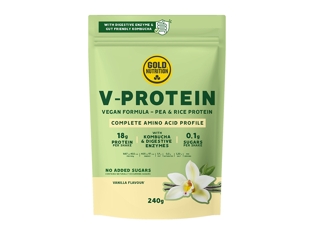 PROTEÍNA GOLDNUTRITION V-PROTEIN VEGETAL BAUNILHA 240G