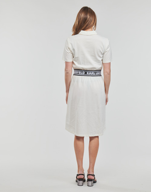 Karl Lagerfeld - PIQUE POLO DRESS Blanco / Negro