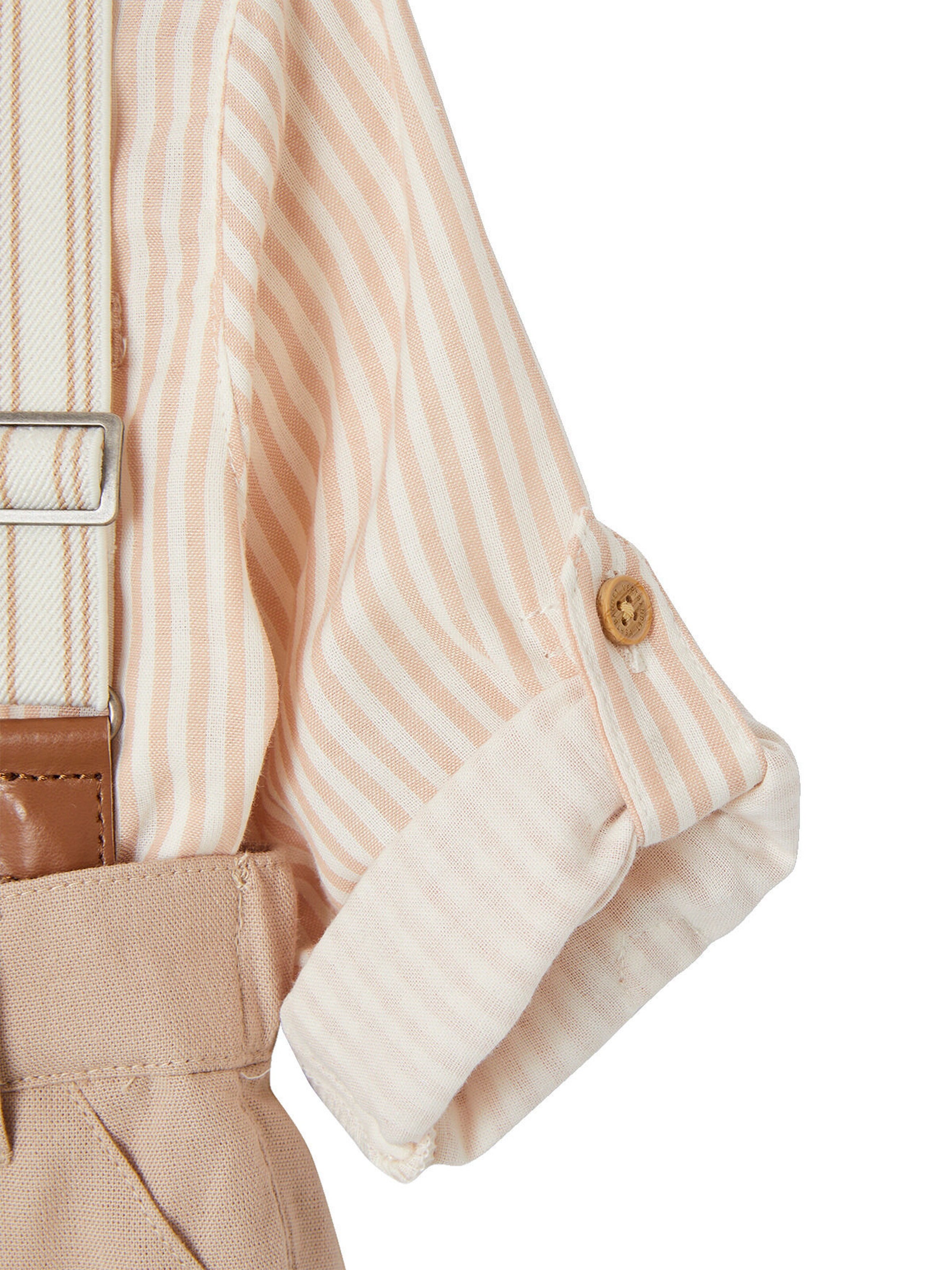 Vertbaudet Festliches Baby-Set: Hemd, Shorts & Hosenträger taupe