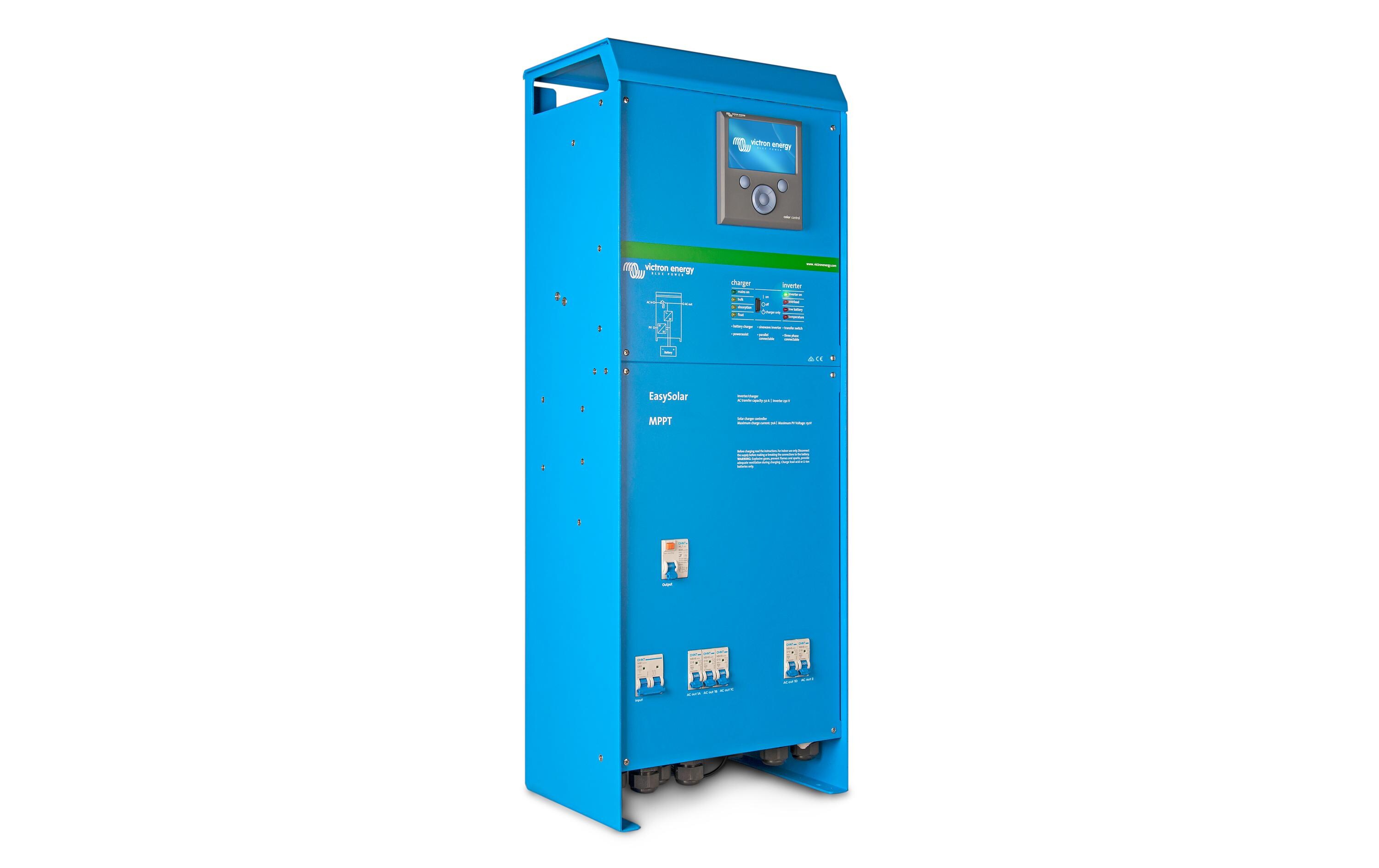 EasySolar Komplettlösung 24 V 3000 VA 70 A<br>MPPT Solar-Laderegler, Wechselrichter-/Ladegerät und Wechseltromverteiler in einem