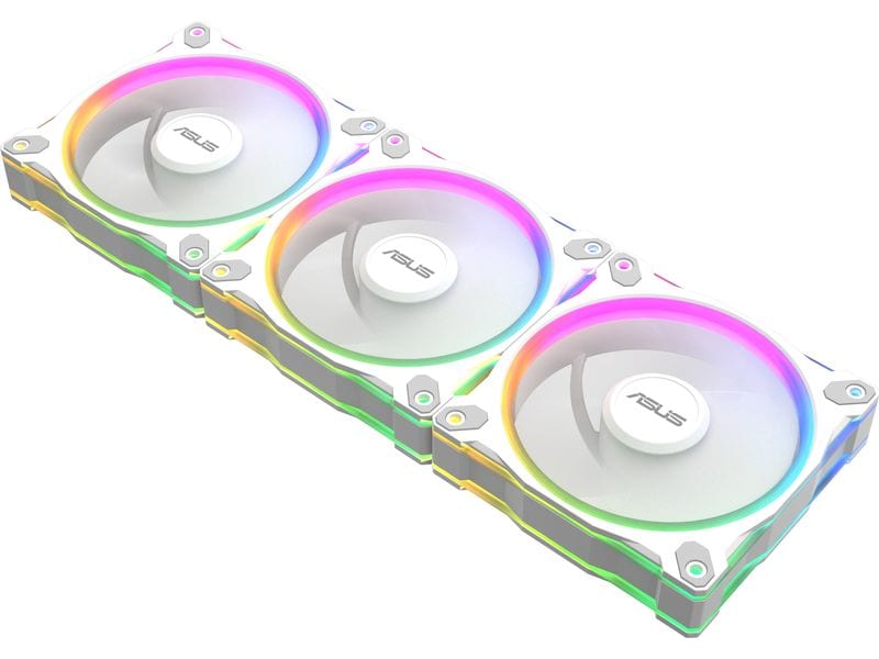 ASUS PC-Lüfter Prime MR120 Fan ARGB Reverse 3 in 1 Weiss 3er-Pack leiser Reverse-Lüfter mit rückseitiger ARGB-Beleuchtung und PWM-Steuerung