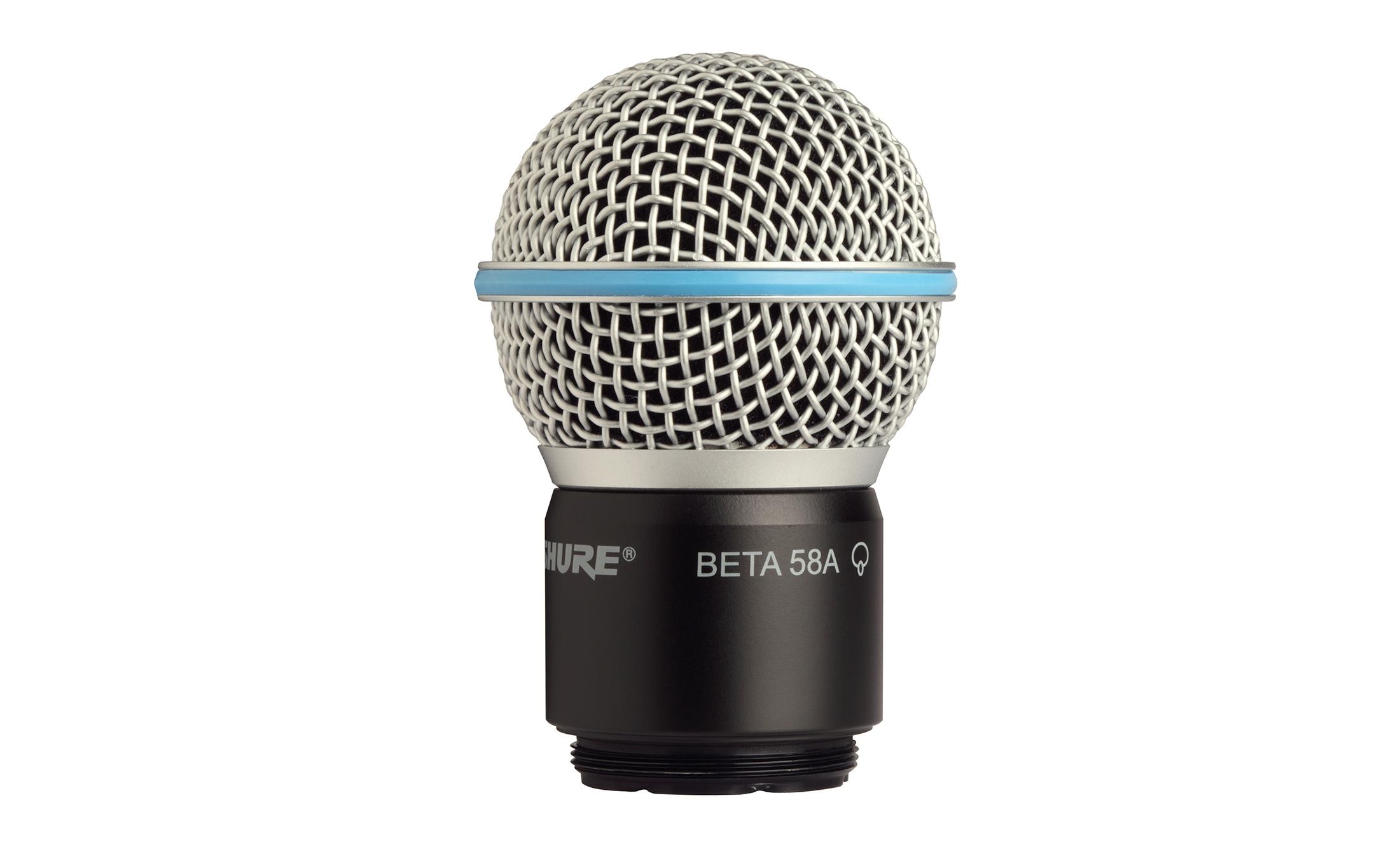 Funkmikrofonkopf RPW118 Beta 58A<br>Beta 58A-Funkmikrofonkopf. Dynamisches Mikrofon mit Supernierencharakteristik für höchste Rückkopplungssicherheit. Kompatibel mit allen Shure Handsendern ausser BLX2 und GLXD2.