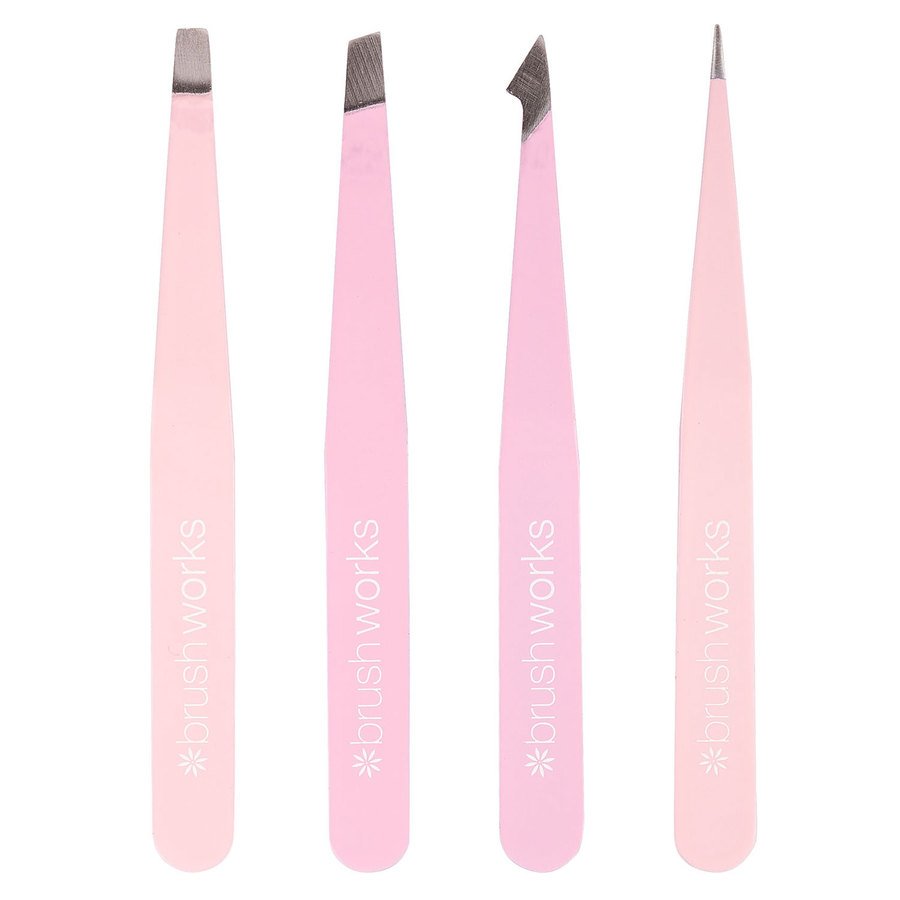 Brushworks HD Combination Tweezer Set Pink 4pcs