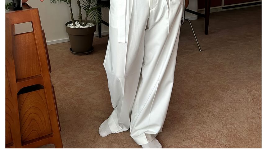 Okwano - Hoge taille effen rechte broek
