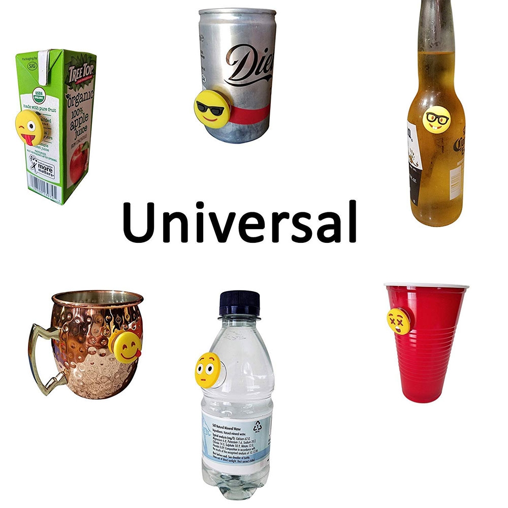 (12er Set) Silikon Glas Markierer Wiederverwendbare Trinkglas Markierung mit Saugnapf - Emoji