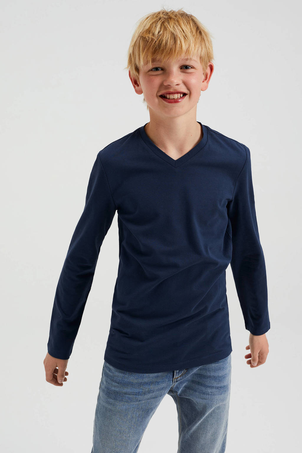 WE Fashion basic longsleeve donkerblauw