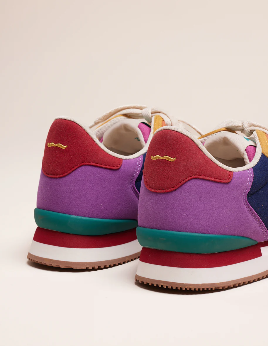 Baskets basses Andrée - Suède vegan fuchsia violet emeraude