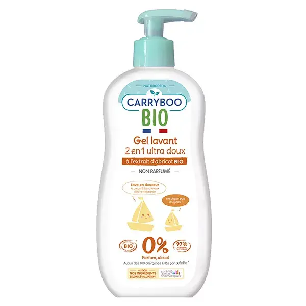 Carryboo Soins Gel Lavant 2-en-1 Ultra Doux Abricot Bio 500ml