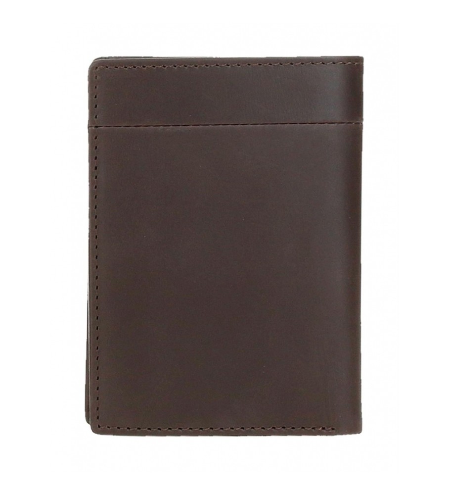 Carteira vertical de couro Pepe Jeans Staple com porta-moedas, marrom