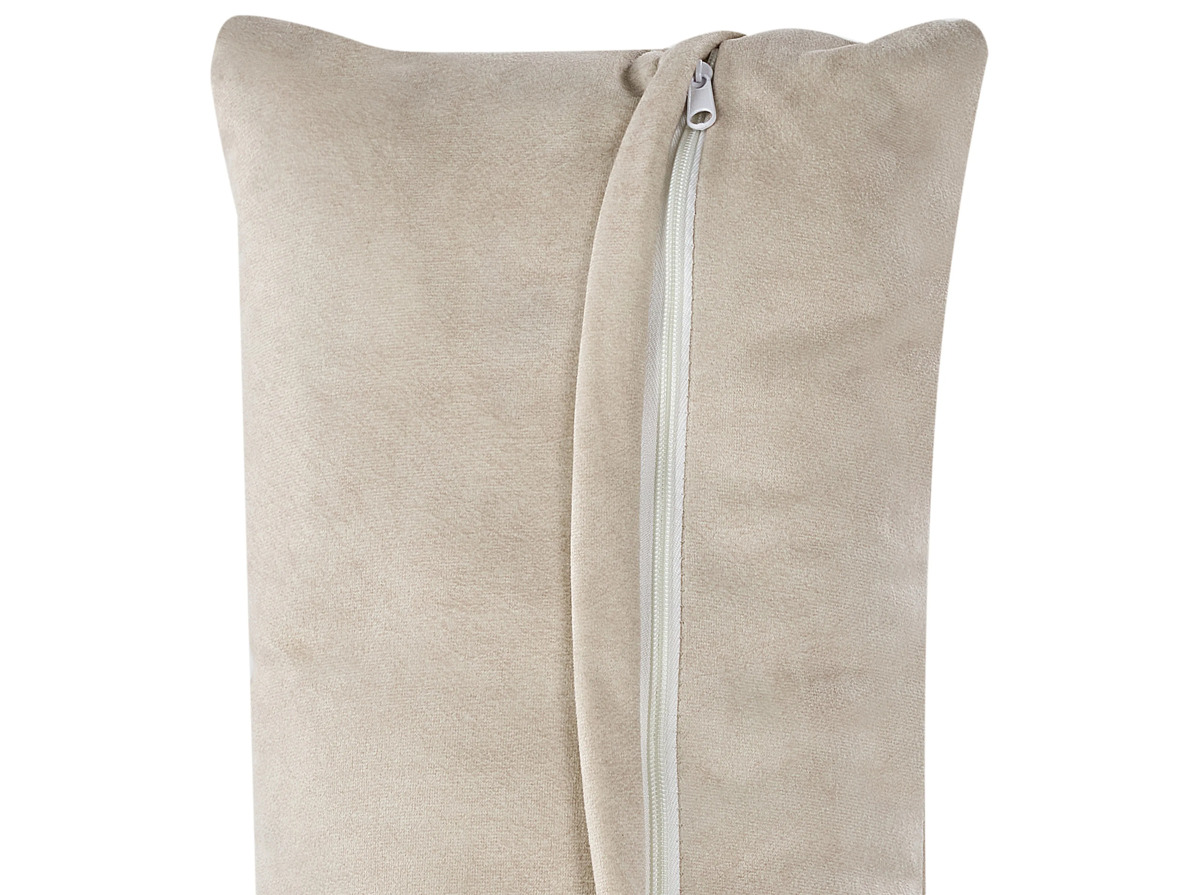 Modulaire hoekbank 2-zits HELLNAR Fluweel Lichtbeige met ottomaan rechtszijdig