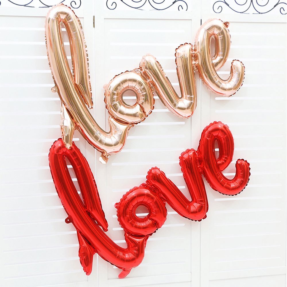 (38x54cm) 3D Love Folien Ballon Buchstaben Deko Luftballon für Valentinstag / Hochzeit / Muttertag - Rot