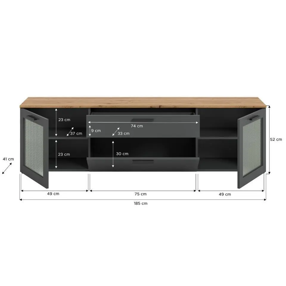 Hioshop Niklas TV-meubel 2 deuren- 1 vouwdeur- 1 lade grijs