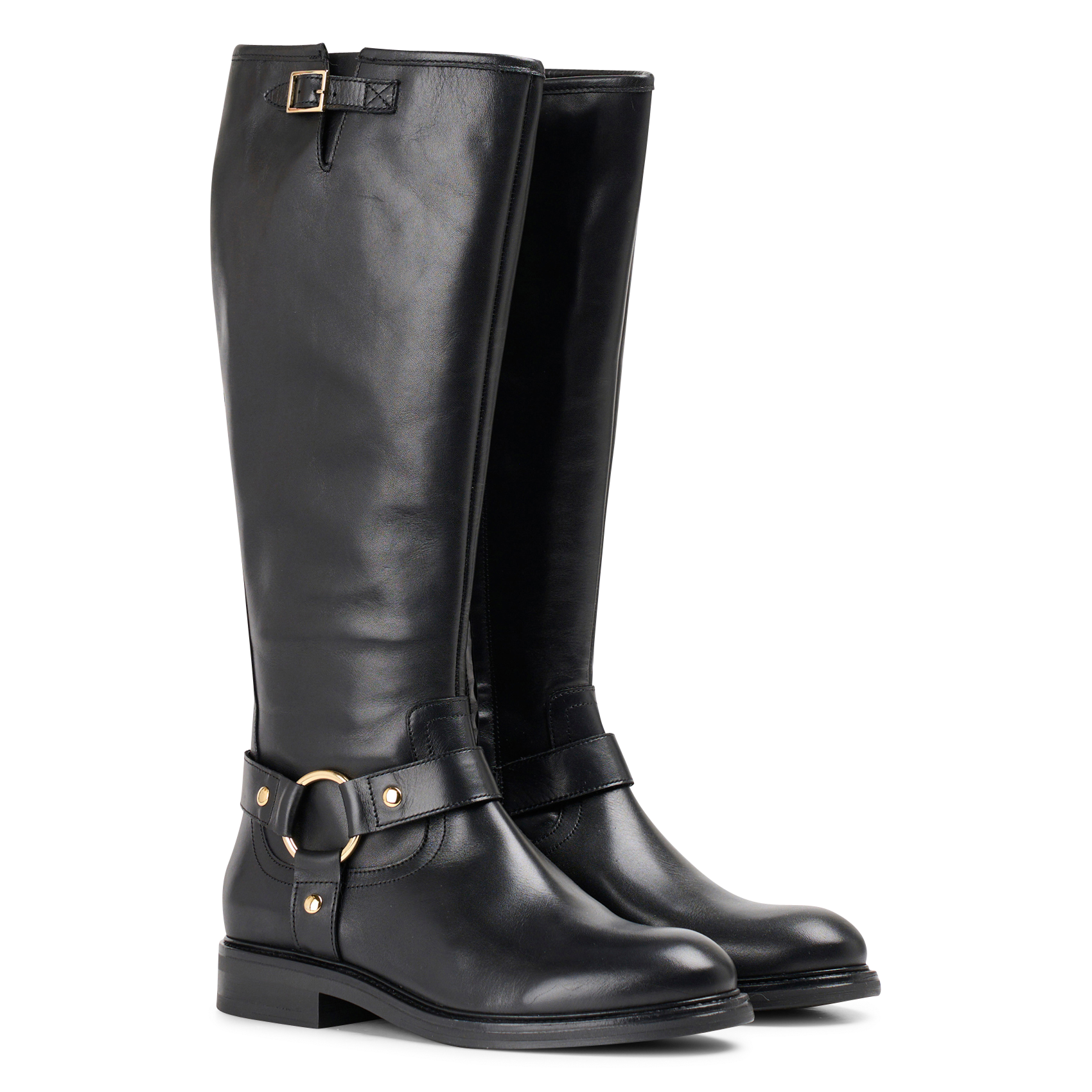 Botte à lanières en cuir | Noir