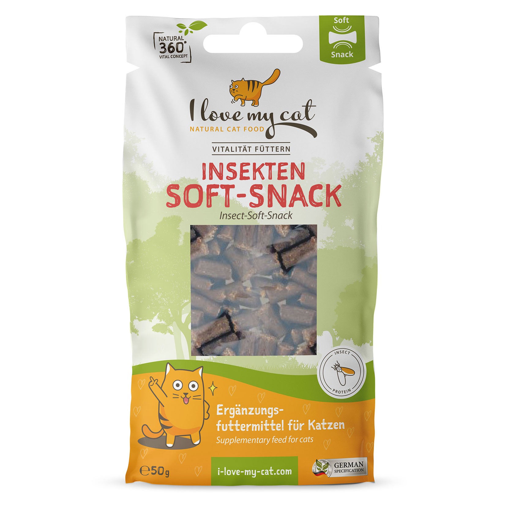 Collation douce aux insectes les chats - 50g