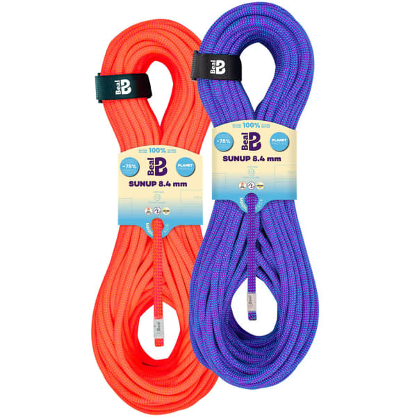 Corde alpinisme BEAL SUNUP 8.4MM 2X50M PURPLE/ORANGE