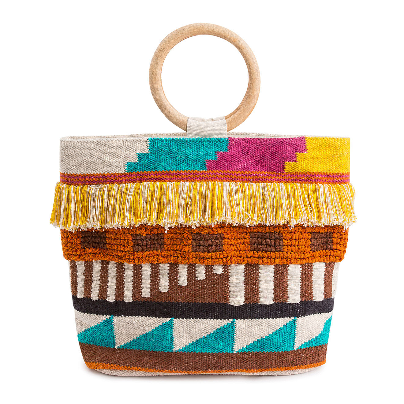 Wild Sac cabas en paille tressée Kaoma multicolore - 40x32 cm