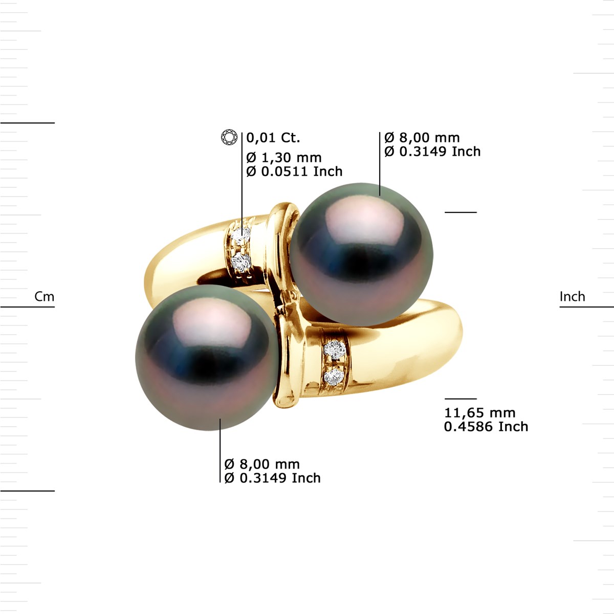 Bague Stella Jonc Perle de Tahiti 8-9 mm & Diamant - Or Jaune