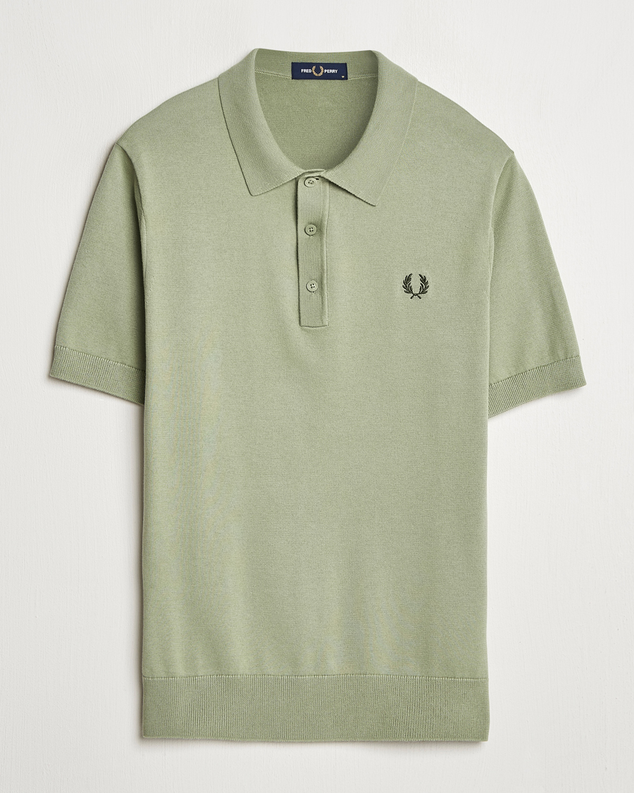 Fred Perry Cotton Knitted Polo Olive Mint