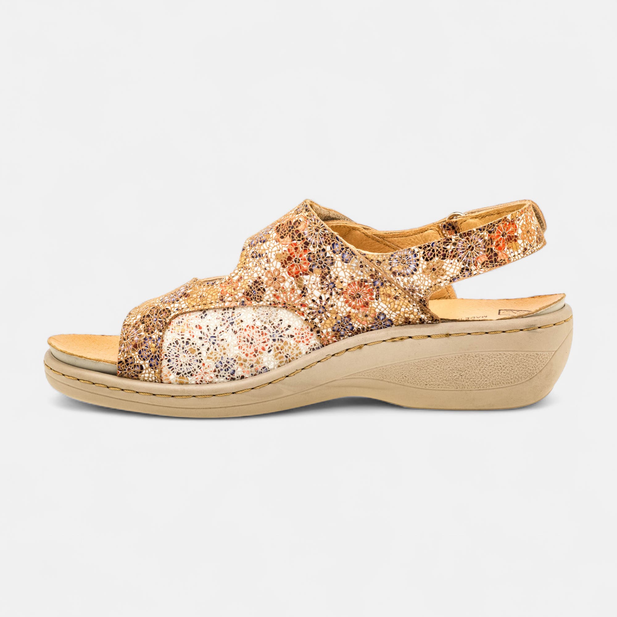 Nu-pieds confort Femme en cuir multicolore