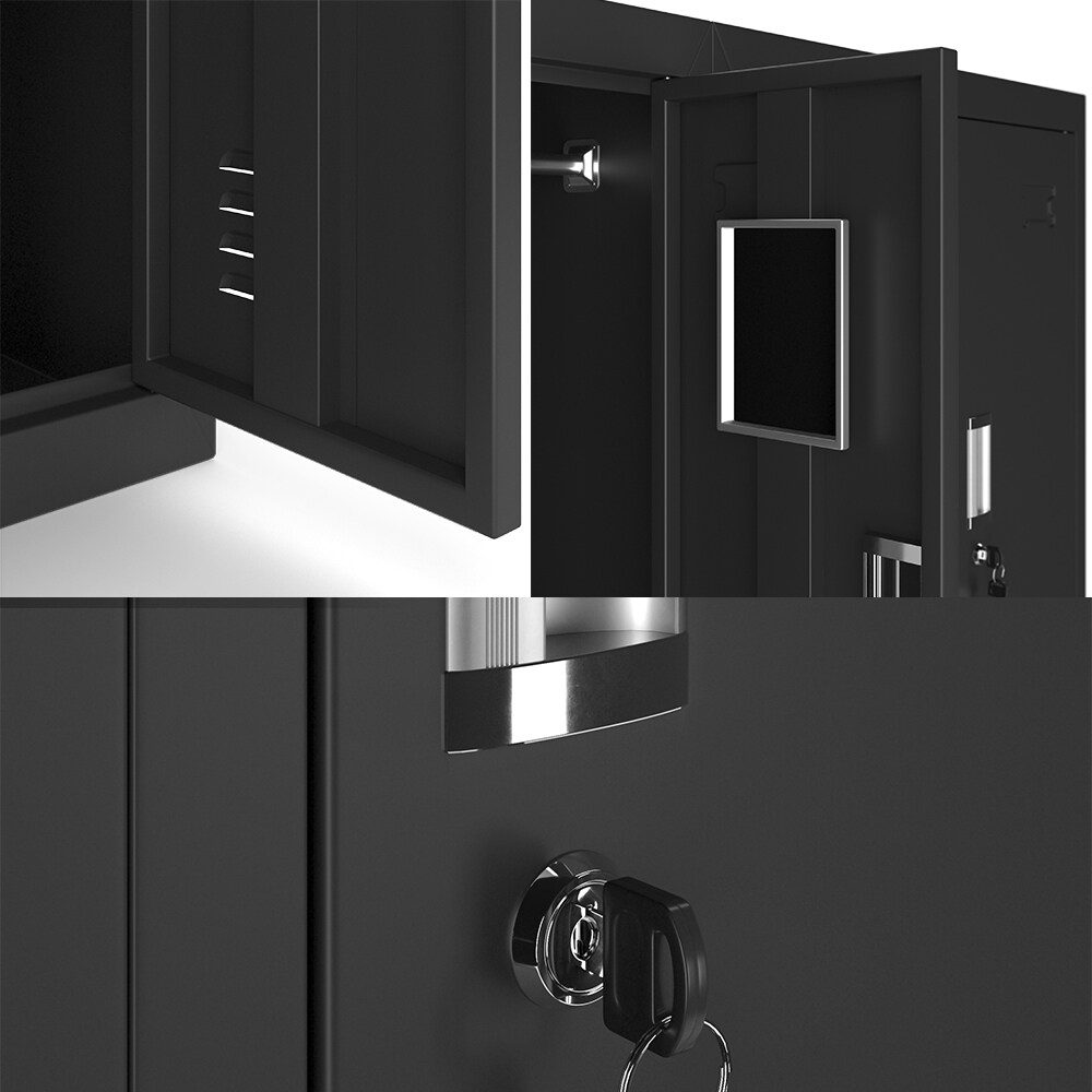Vicco Schließfachschrank Schwarz 90 x 180 cm 6 Fächer