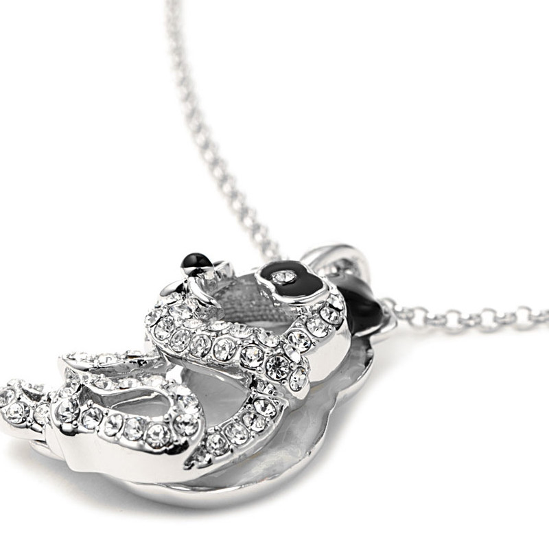 Pendentif Panda Abalone orné de cristal de Swarovski Blanc