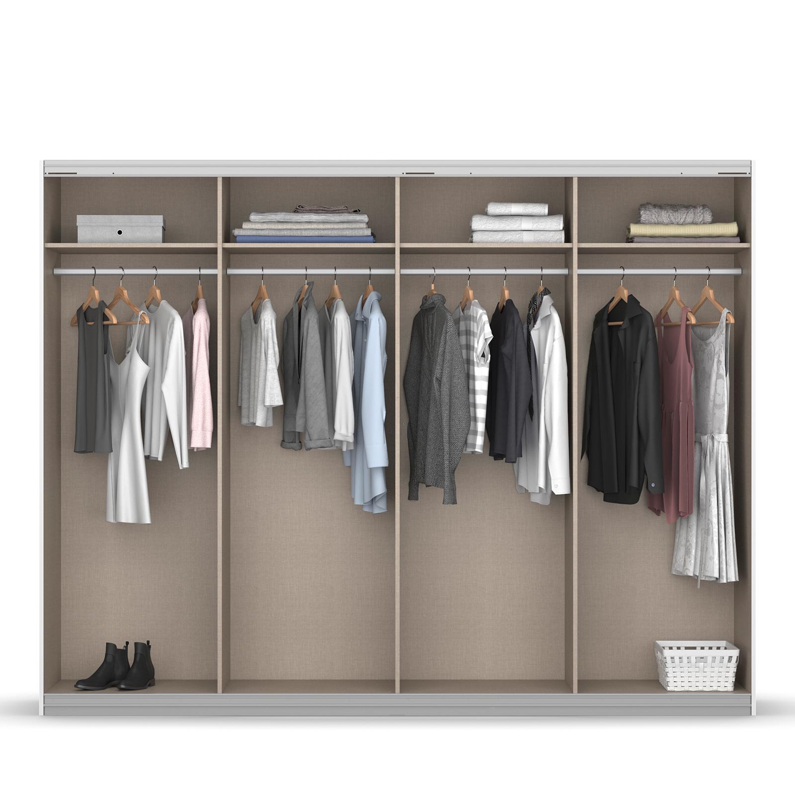 Schwebetürenschrank - Alpinweiß - 4-türig - 271 cm