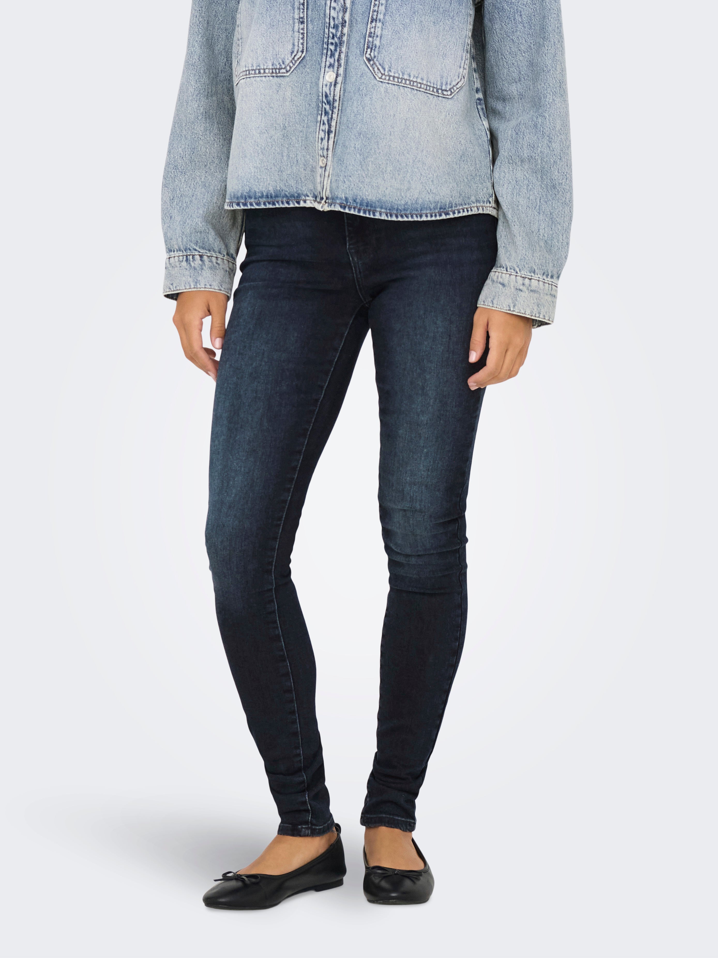 ONLFOREVER Hohe Taille Skinny Fit Jeans Blue Black Denim