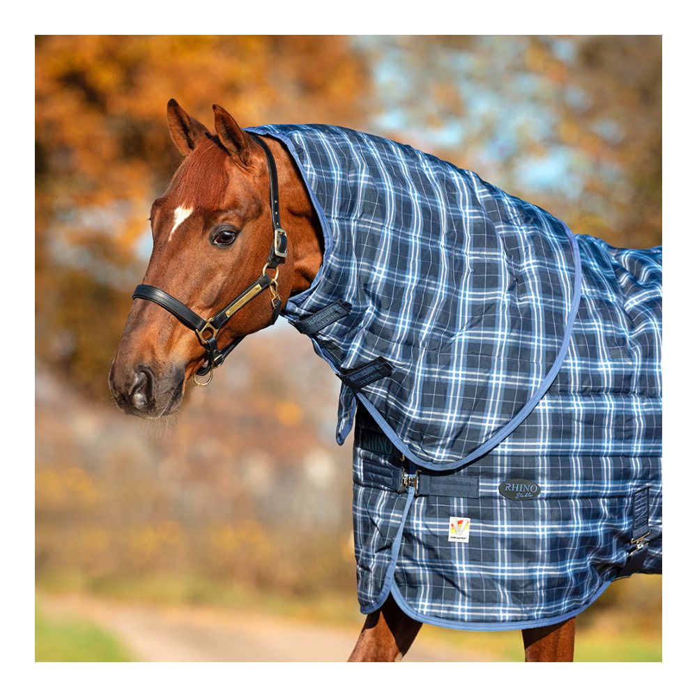 Horseware RHINO STABLE 150G - Couvre-cou navy check/indigo