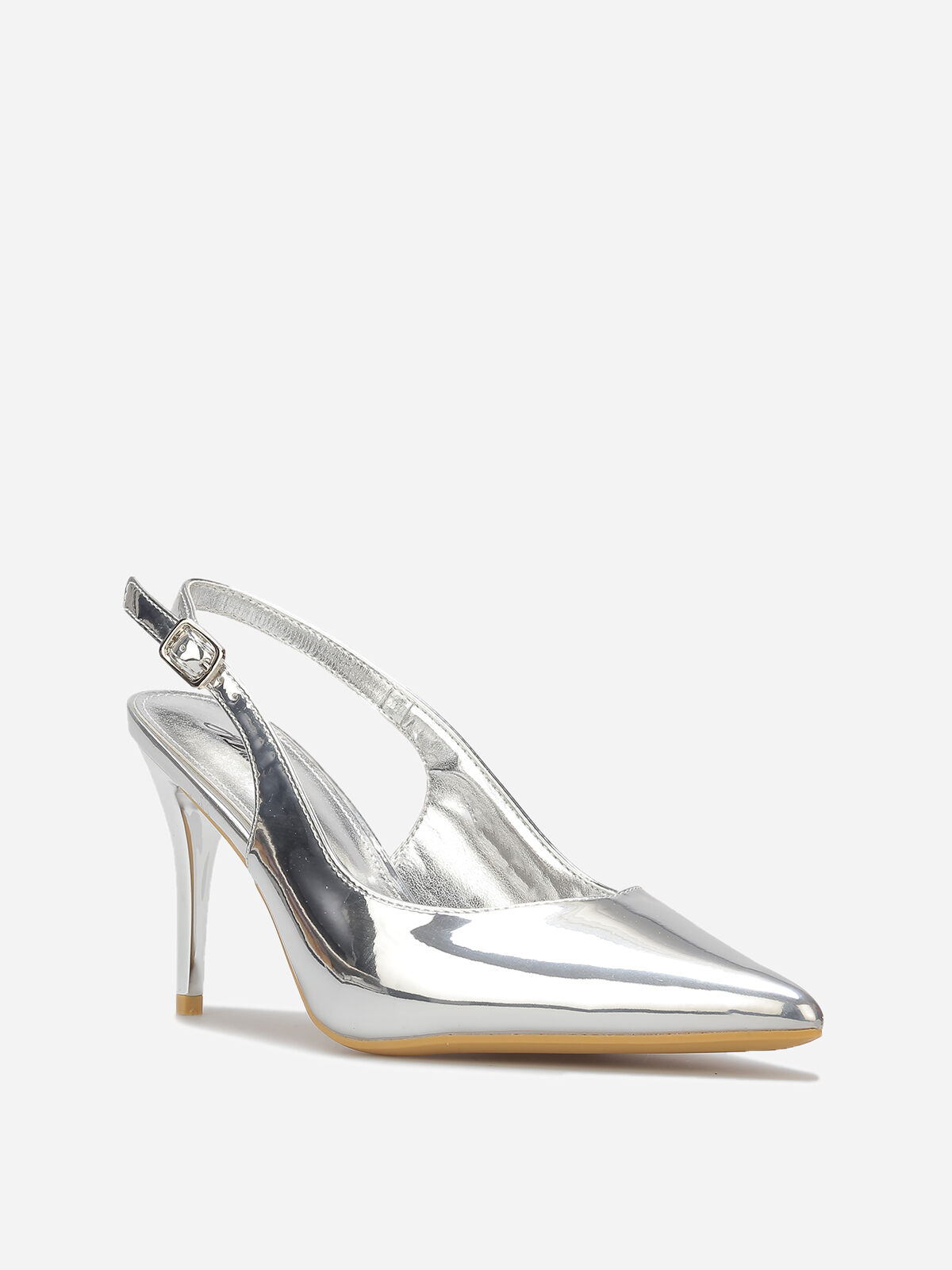 Escarpins slingback vernis- Argenté