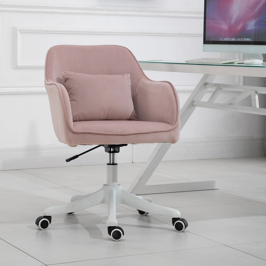 Vinsetto Drehstuhl inkl. Lendenkissen mit Vibrationsmassage rosa