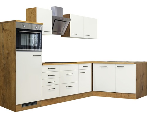 Flex Well hoekkeuken met apparatuur Vintea 280 cm magnolia mat gedemonteerd, omkeerbare uitvoering 00011852