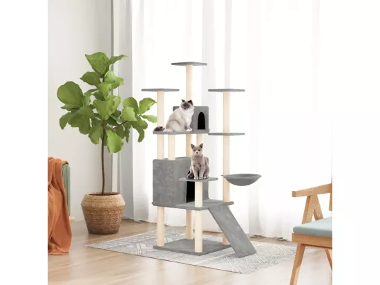 Arbre à chat avec griffoirs en sisal Gris clair 154 cm