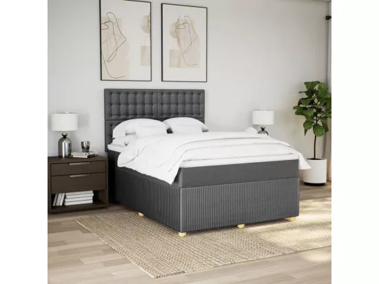 Sommier à lattes de lit avec matelas Gris foncé 160x200cm Tissu