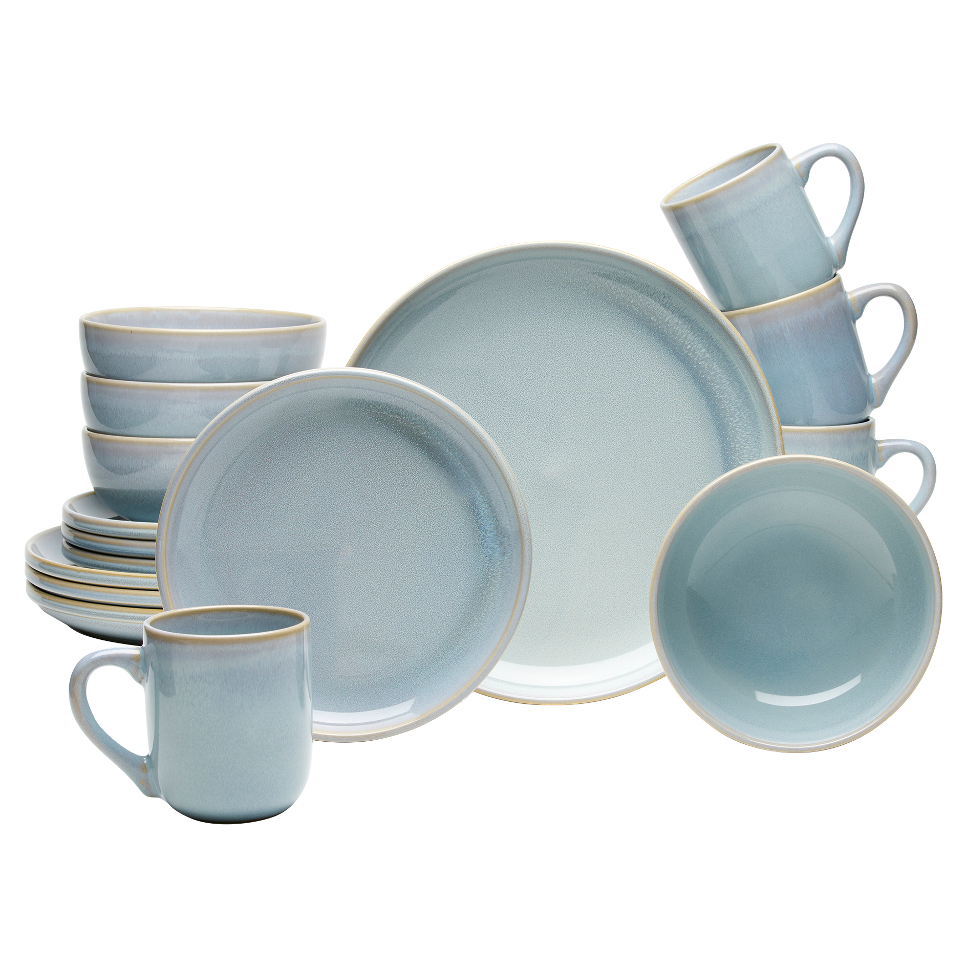 Kombiservice - blau-braun - 16-teilig