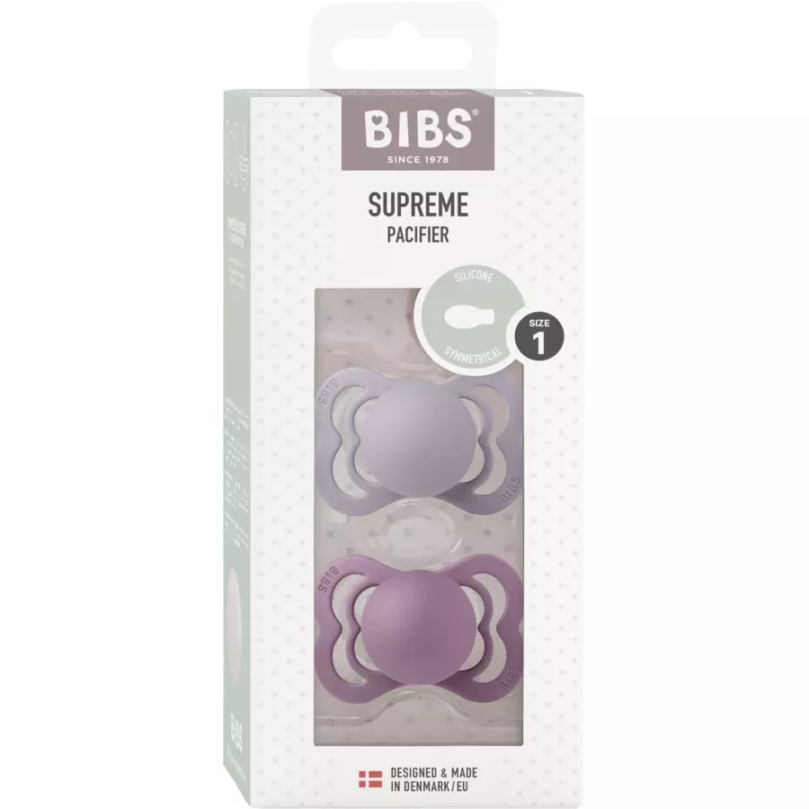 BIBS® Schnuller Supreme Fossil Grey & Mauve Silikon 0-6 Monate, 2 Stk.