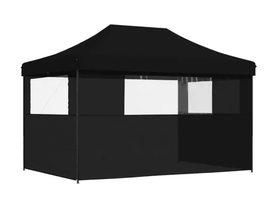 Tente de réception pliable escamotable 3 parois latérales noir