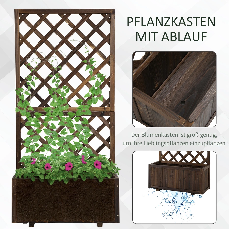 Outsunny Pflanzkasten mit Rankgitter dunkelbraun