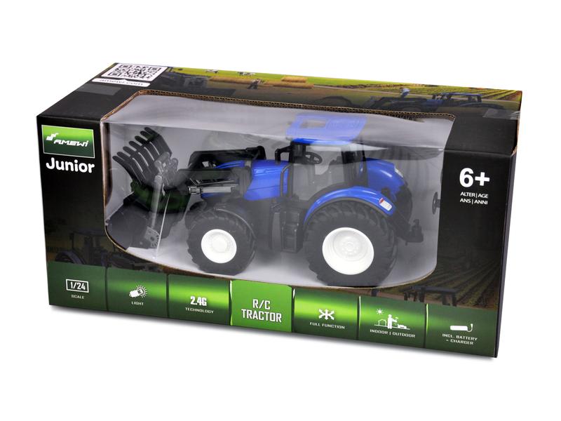 Amewi Traktor mit Frontlader RTR, 1:24 Ferngesteuerter Traktor mit Licht und Sound