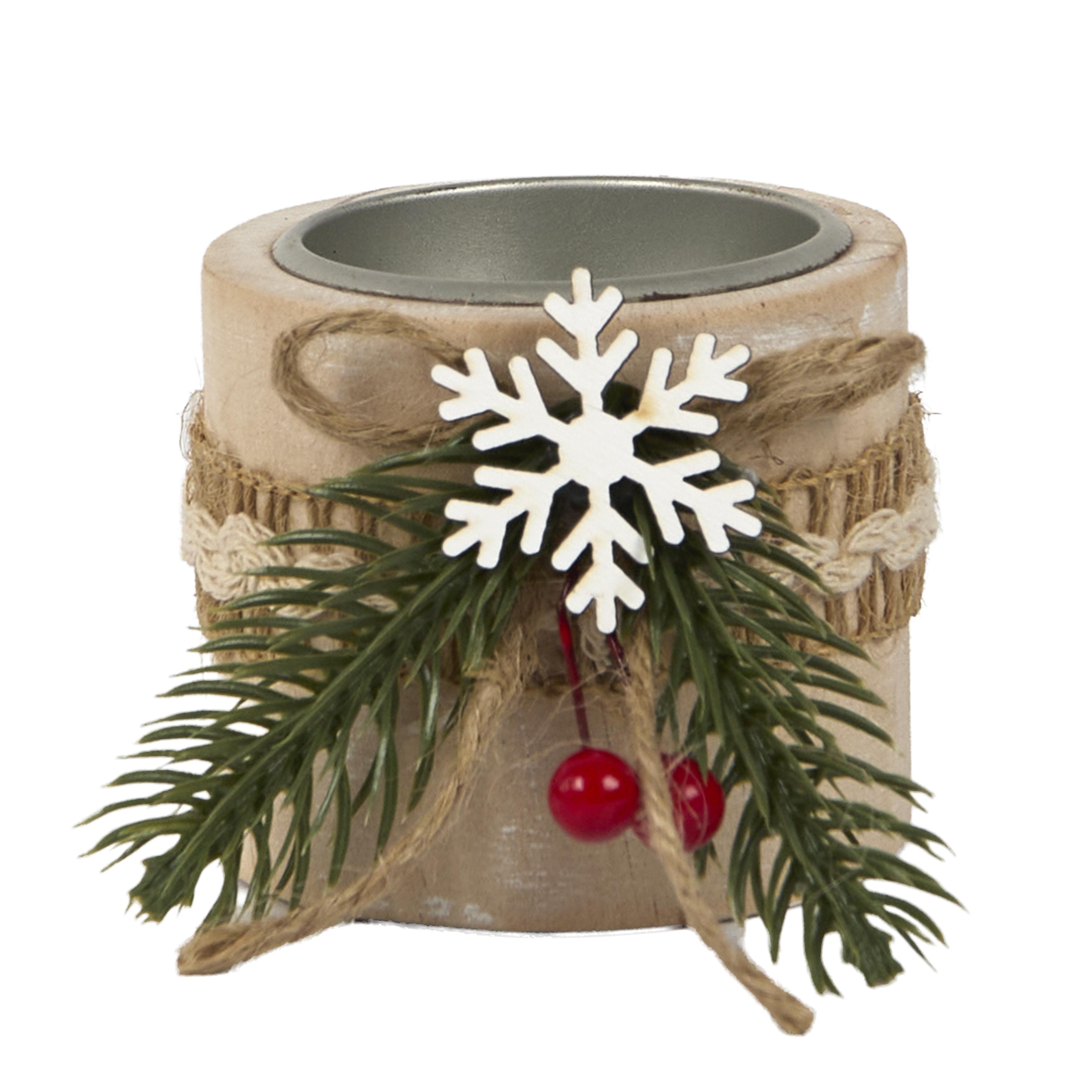 BOUGEOIR NOEL HOUX ET FLOCON D.5CM
