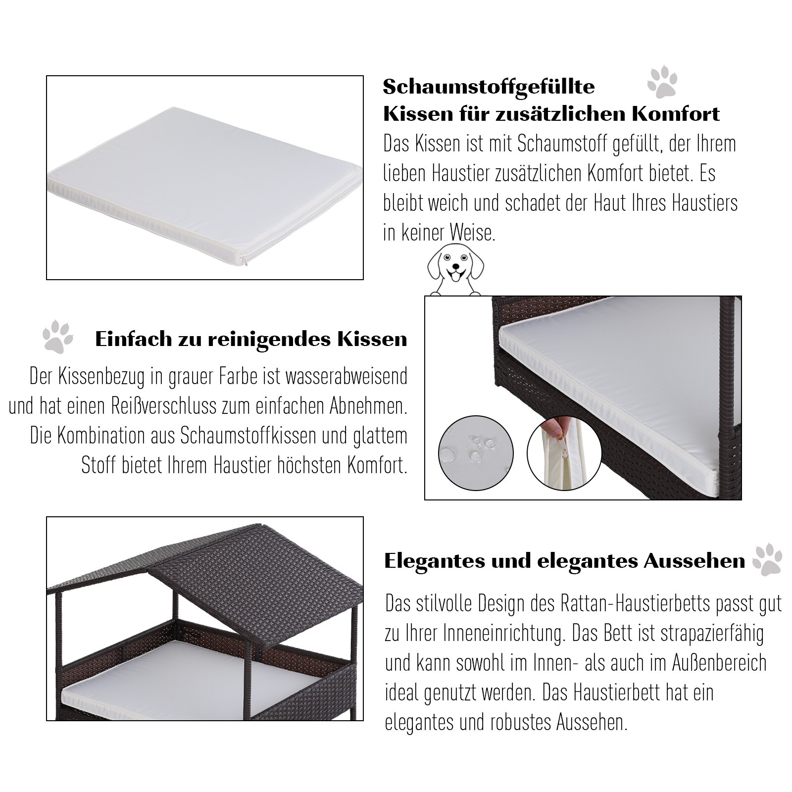 PawHut Hundehaus mit Kissen 95 x 69 x 70 cm (BxTxH)