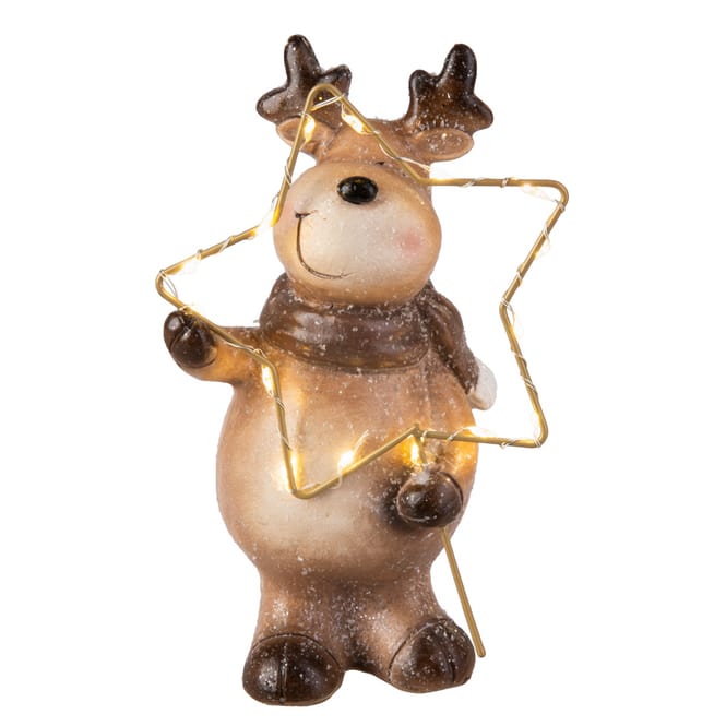 Rentier mit LED Silhouette Stern - ca. 10 x 7,5 x 17,5 cm - 1 Stück