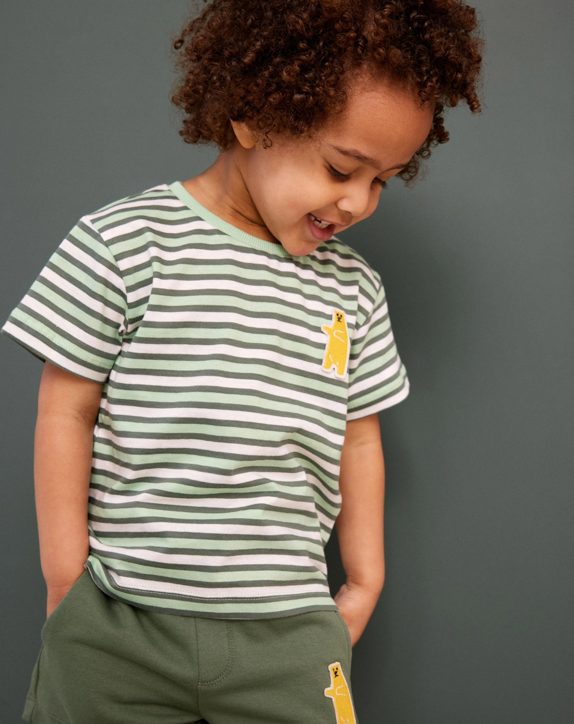 T-Shirt NMMDIK geringelt in hemlock