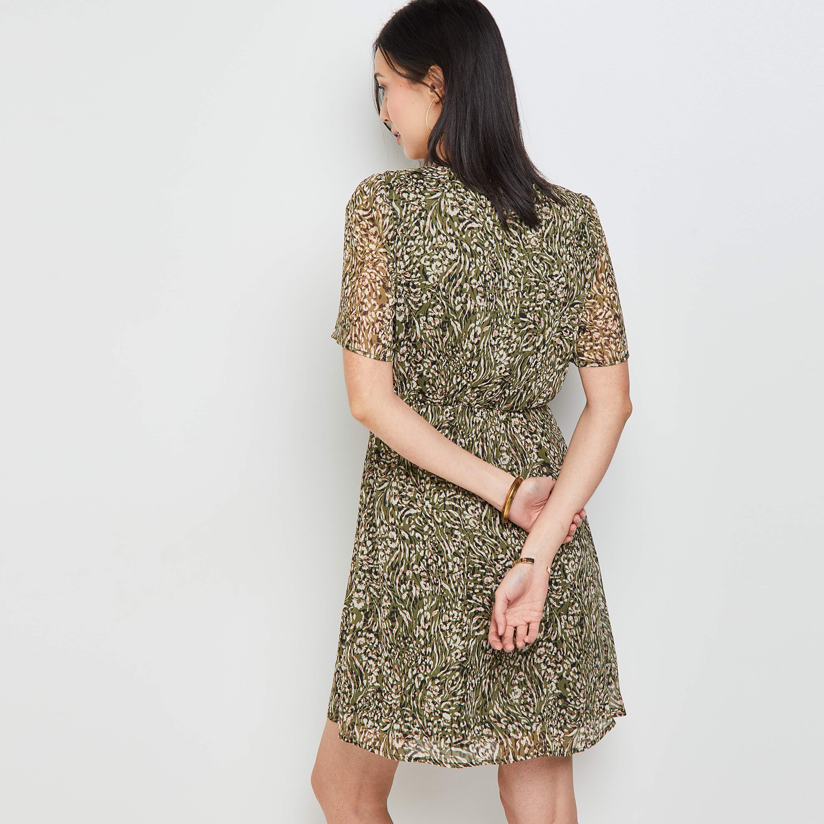 Robe imprimée femme - KAKI