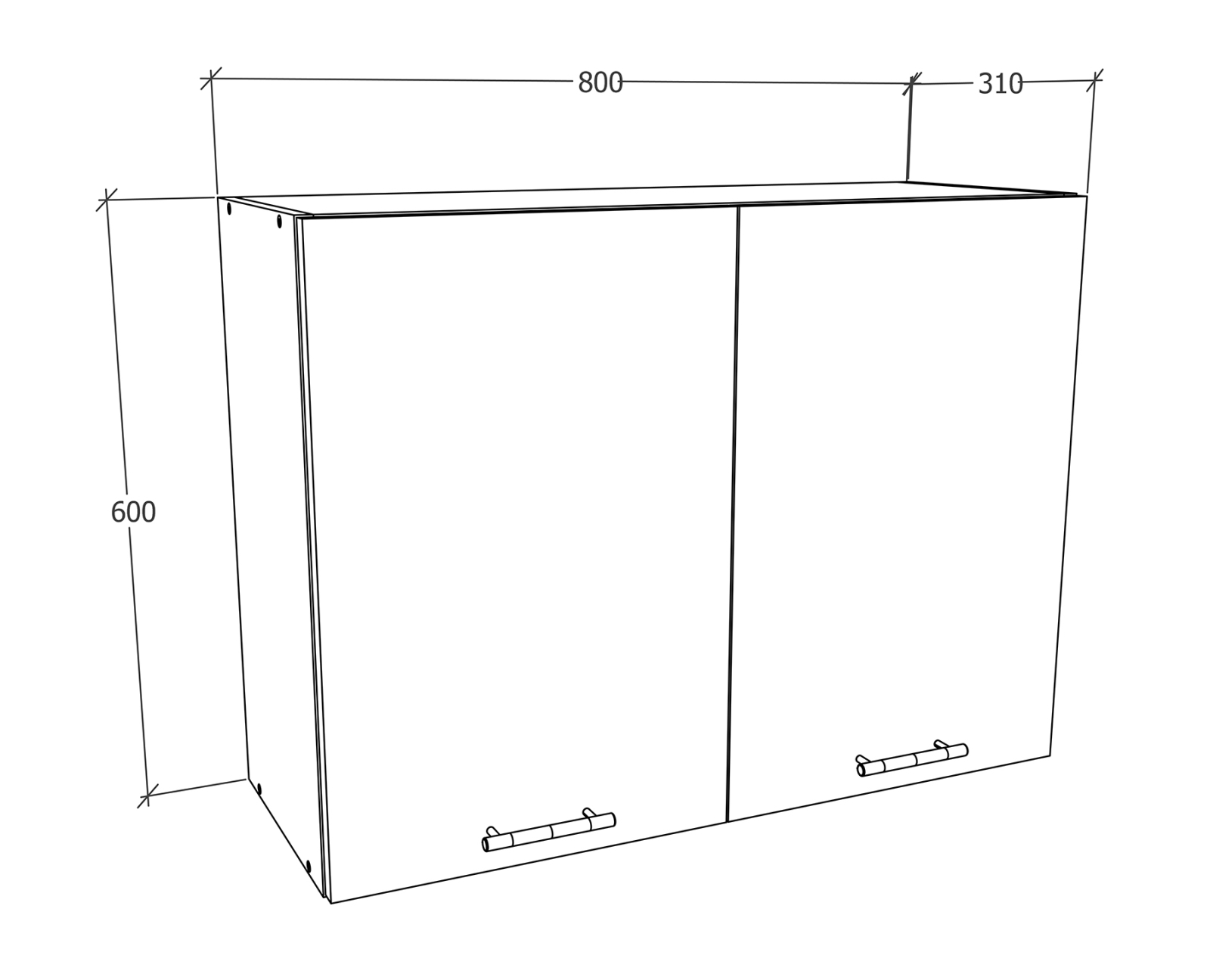 Hängeschrank ESILO - weiß - anthrazit - 60 cm