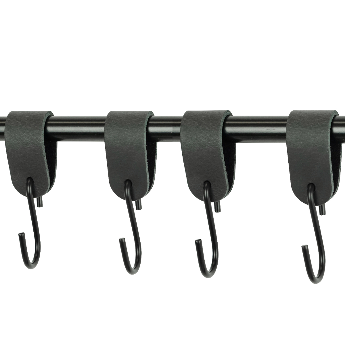 Leren S-haak hangers (set van 4) Vintage Black