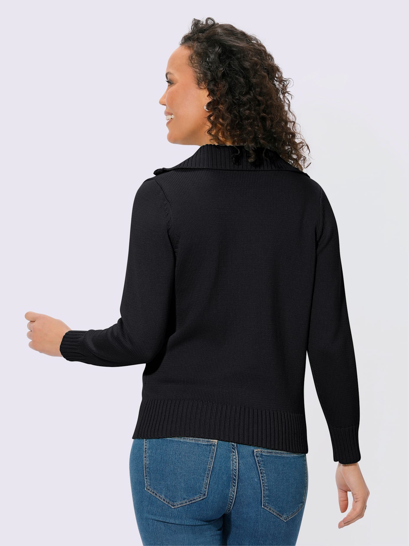 Pull en maille côtelée col montant à glissière
