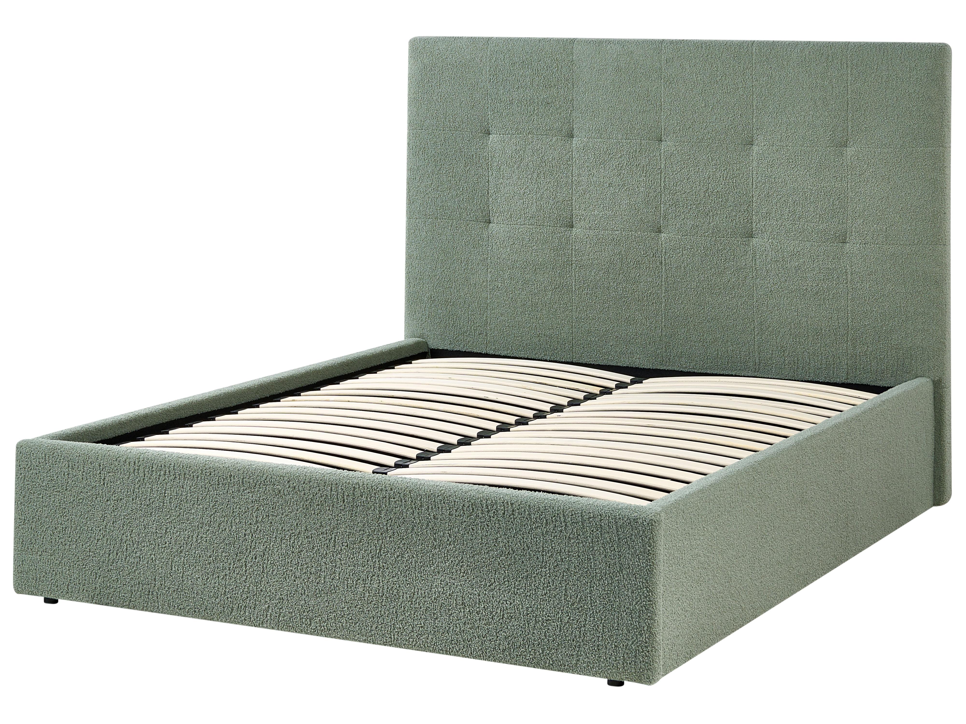 Bed met opbergruimte Bouclé LORIENT 140 x 200 cm Groen